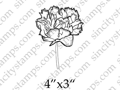 500x375 Carnation Line Drawing Flower Art Rubber Stamp - Carnation Flower Drawing