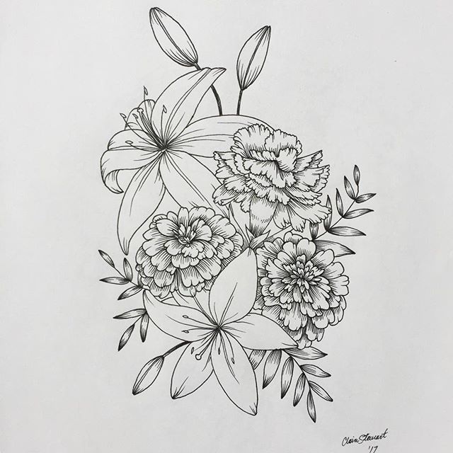 640x640 i'm always a big fan of marigolds and carnations - Carnation Flower Drawing