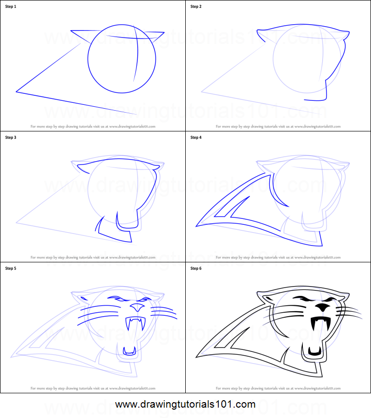 751x846 How To Draw Carolina Panthers Logo Printable Step - Carolina Panthers Drawing