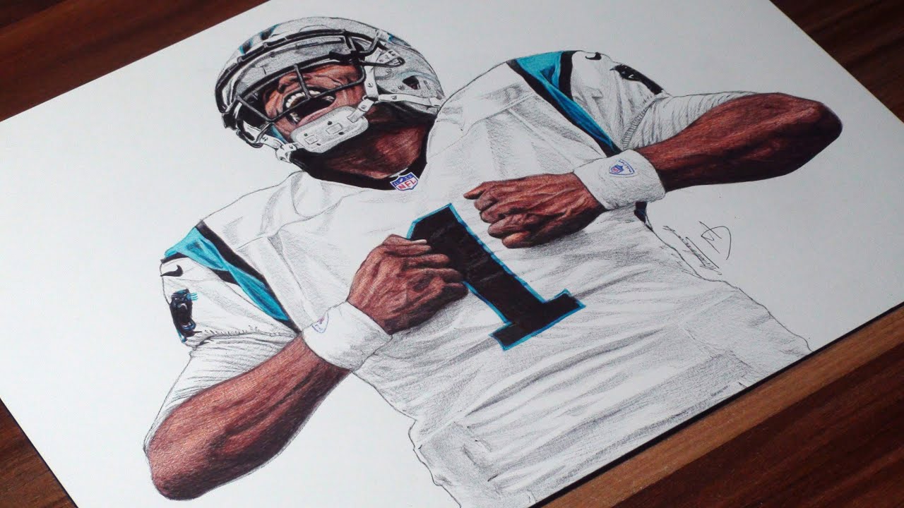 1280x720 cam newton pen drawing - Carolina Panthers Drawing