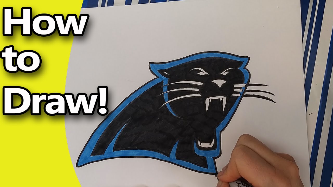 1280x720 How To Draw The Carolina Panthers Logo Step - Carolina Panthers Logo Drawing