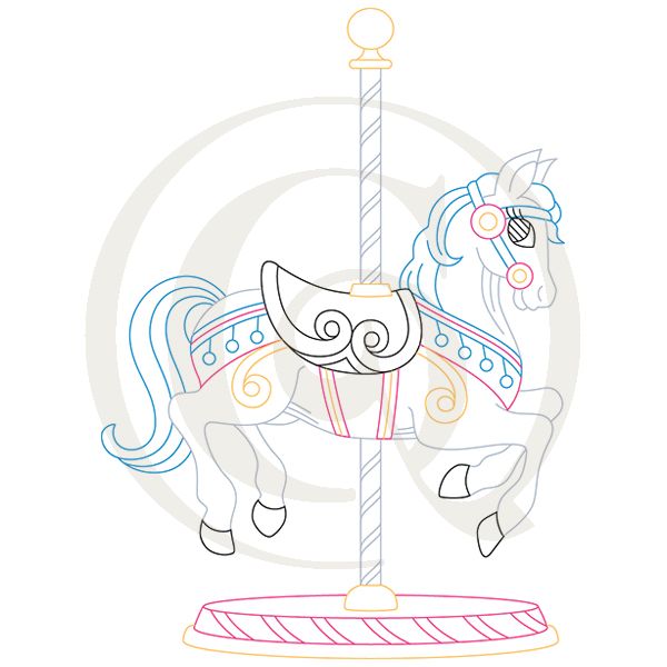600x600 carousel horse svgdxf horses drawing craft genesis - Carousel Drawing