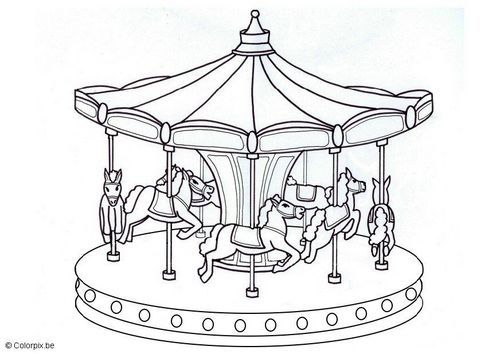 500x354 merry go round coloring - Carousel Drawing