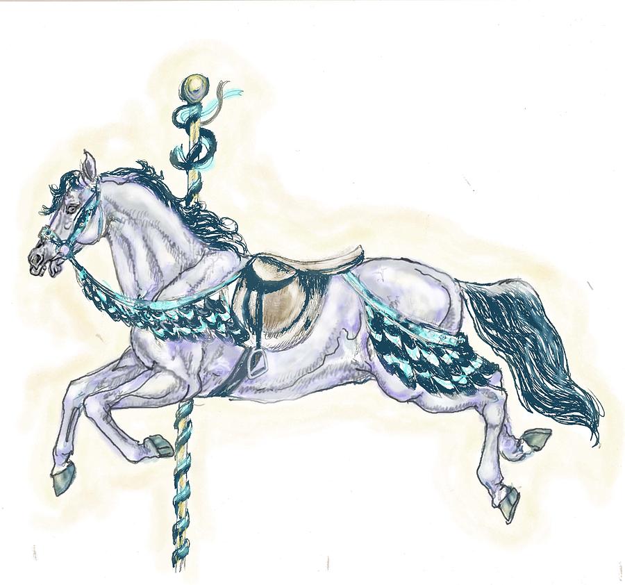 900x842 carousel horse digital art - Carousel Horse Drawing