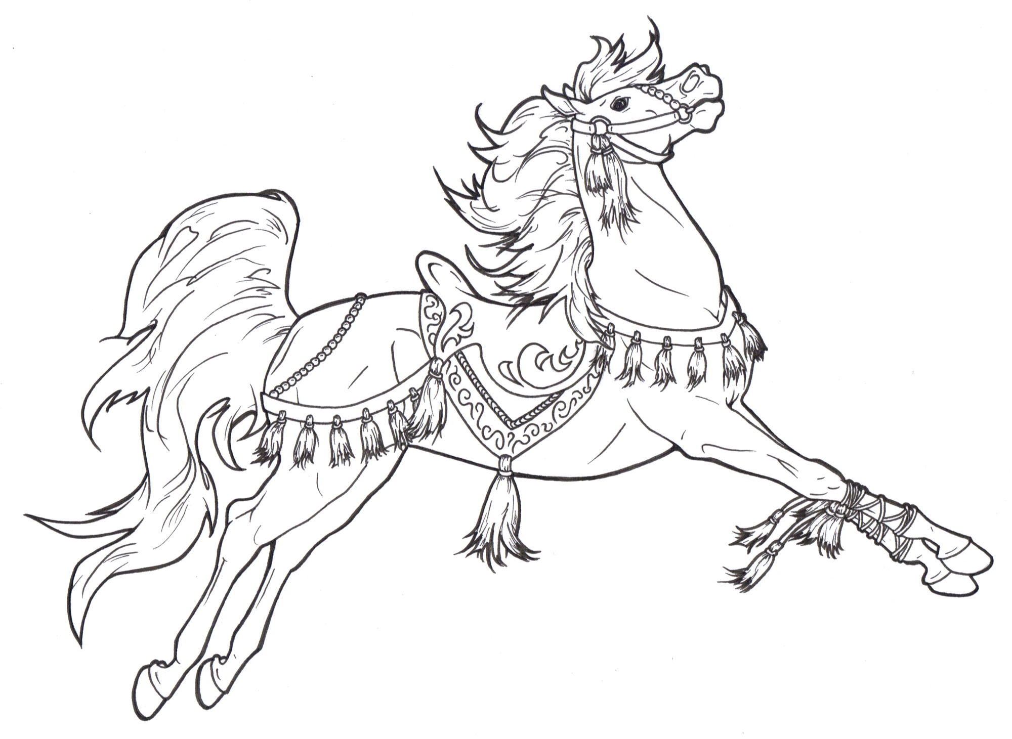 2000x1461 carousel horses lineart carousel animals - Carousel Horse Drawing