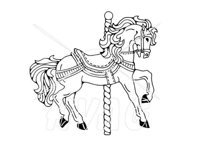 667x499 stamps carousel horses, horse - Carousel Horse Drawing