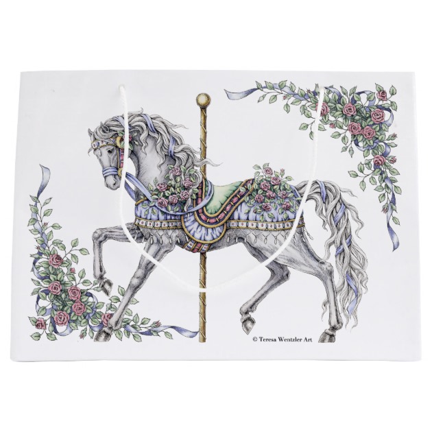 630x630 summer carousel horse drawing gift bag - Carousel Horse Drawing