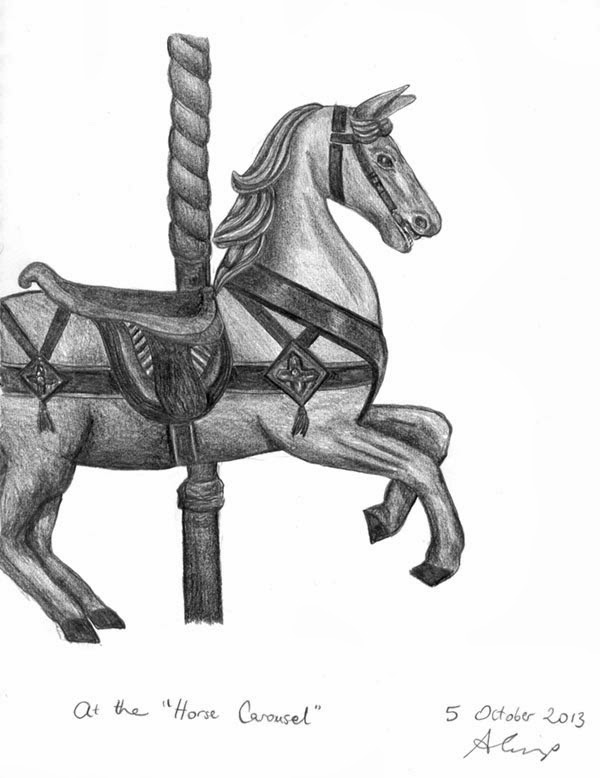 600x778 the taranaki sketchers drawing of a carousel horse - Carousel Horse Drawing