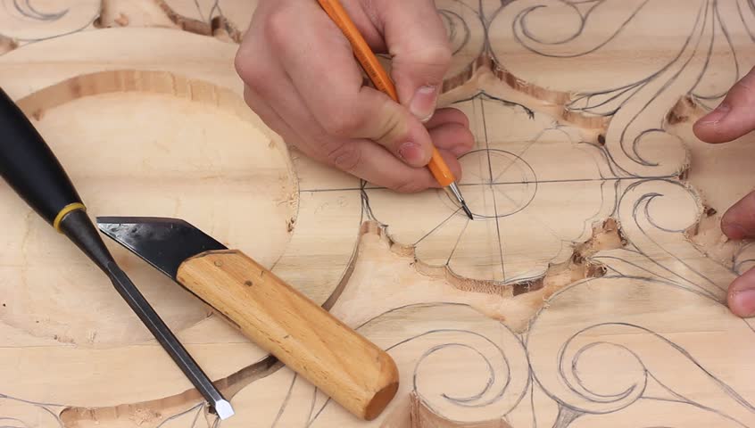 846x480 carpenter drawing ornament on wood stock footage video - Carpenter Drawing