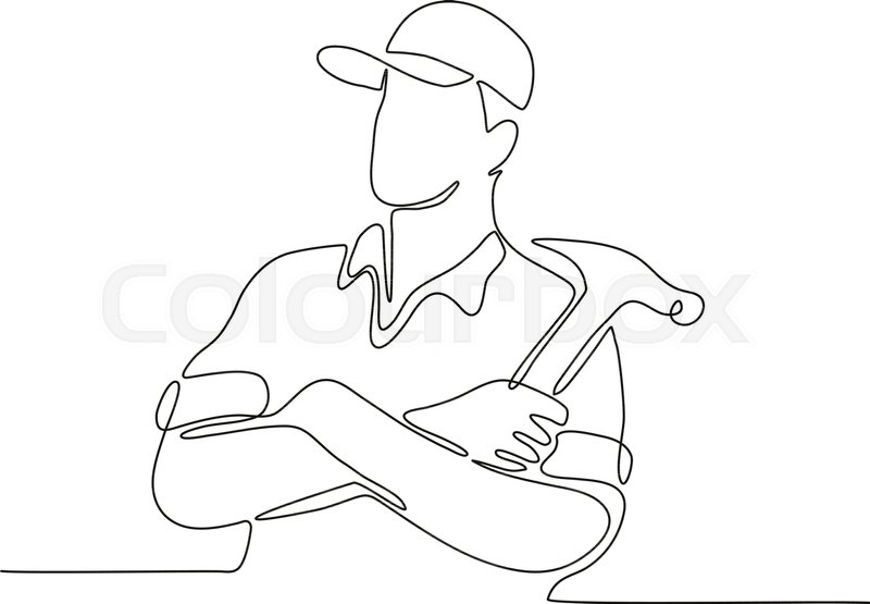 800x555 continuous line drawing illustration stock vector colourbox - Carpenter Drawing