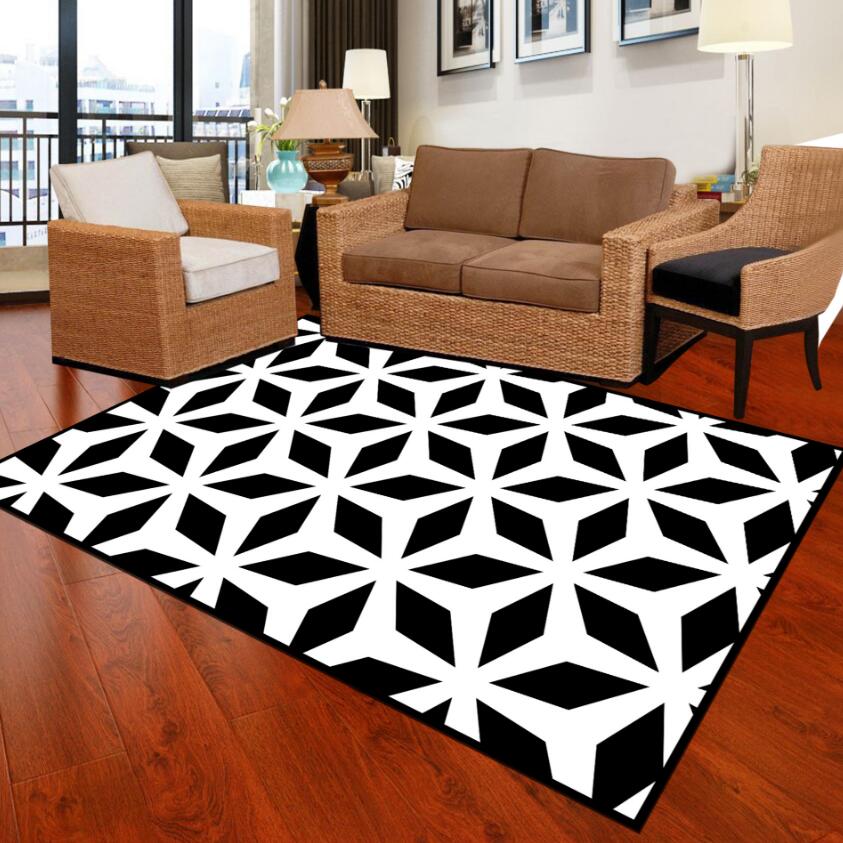843x843 Nordic Black White Rectangle Carpet Drawing Room Floor Mat Sofa - Carpet Drawing