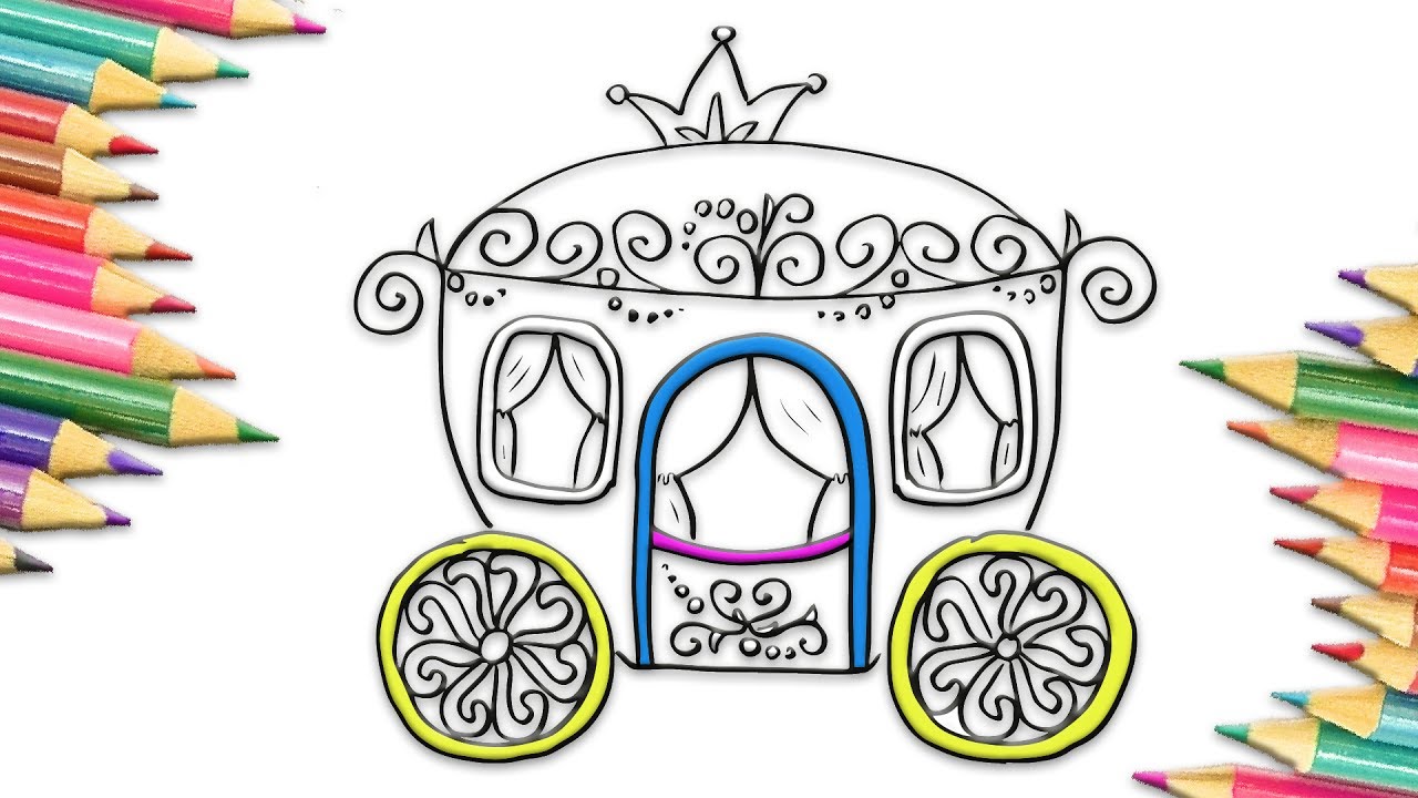 1280x720 how to draw princess carriage coloring pages for kids drawing art - Carriage Drawing