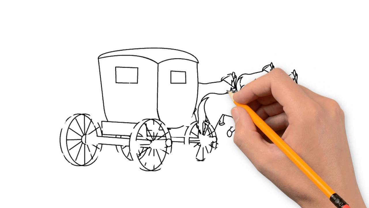 1280x720 carriage nature pencil to draw step - Carriage Drawing