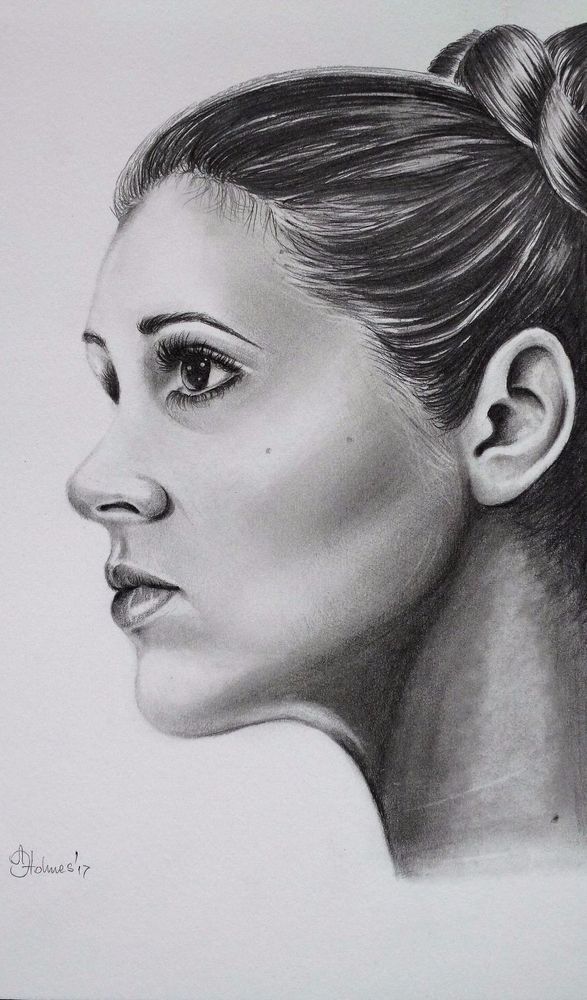 587x1000 details about carrie fisher,princess leia original pencil drawing - Carrie Fisher Drawing