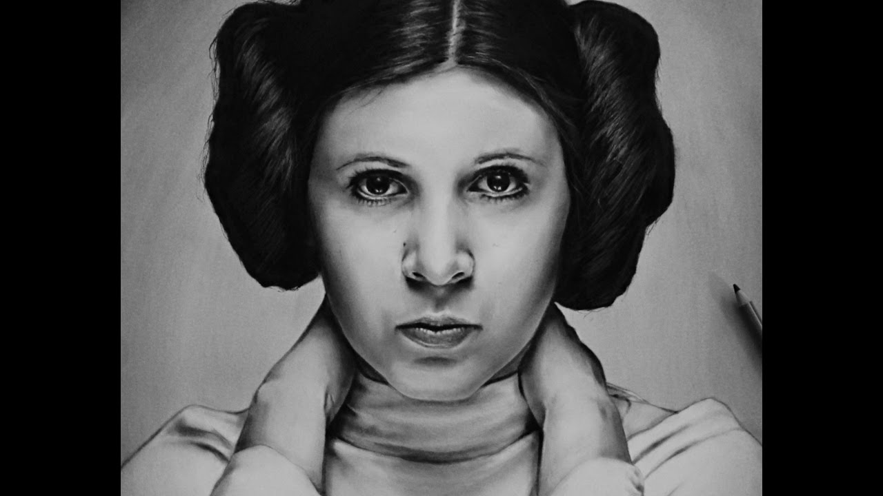 1280x720 drawing carrie fisher as princess leia - Carrie Fisher Drawing