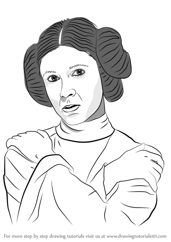 566x800 learn how to draw carrie fisher - Carrie Fisher Drawing
