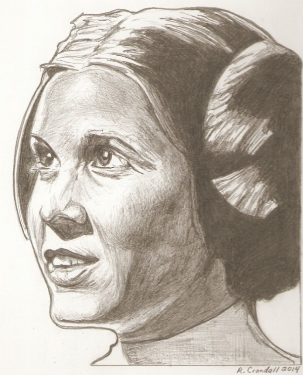 613x760 original princess leia, star wars, carrie fisher drawing aftcra - Carrie Fisher Drawing