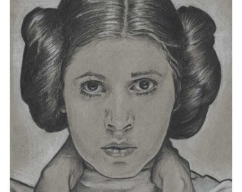340x270 print carrie fisher princess leia drawing etsy - Carrie Fisher Drawing