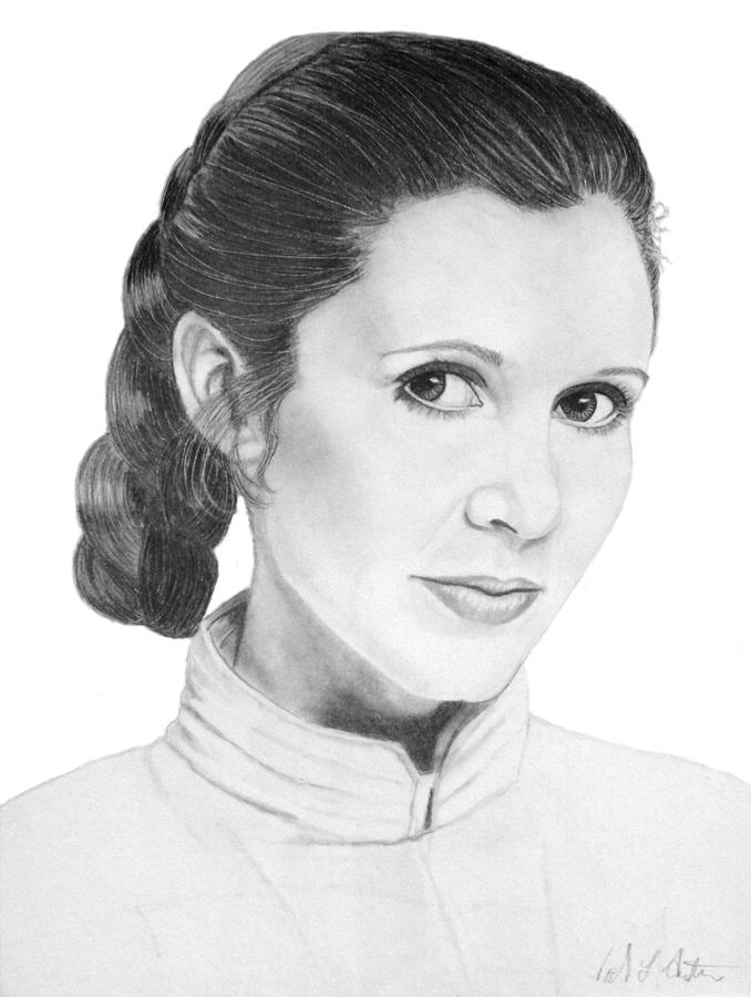 678x900 portrait of carrie fisher as princess leia drawing - Carrie Fisher Drawing