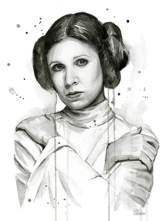 674x900 princess leia portrait carrie fisher art painting - Carrie Fisher Drawing