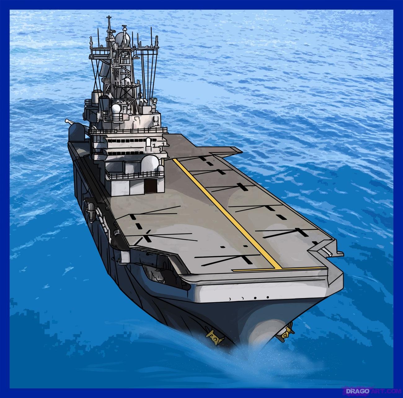 1300x1283 how to draw an aircraft carrier, step - Carrier Drawing