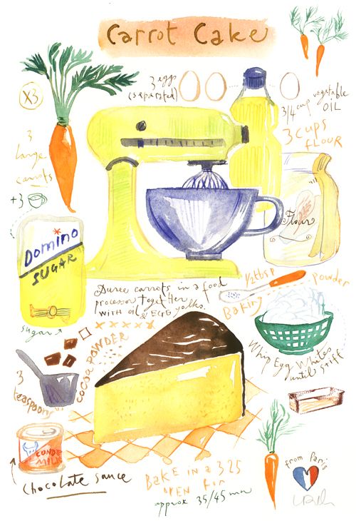 500x730 carrot cake recipe lucile's kitchen cookbook - Carrot Cake Drawing