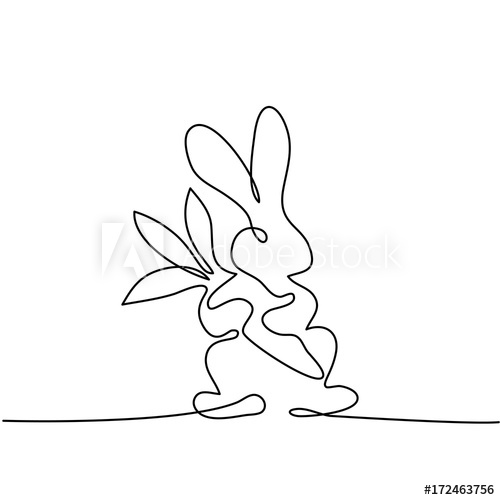 500x500 continuous line drawing rabbit with carrot vectoe illustration - Carrot Line Drawing