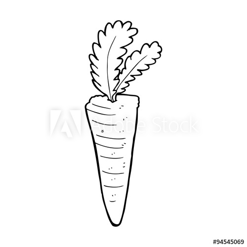 500x500 Line Drawing Cartoon Carrot - Carrot Line Drawing