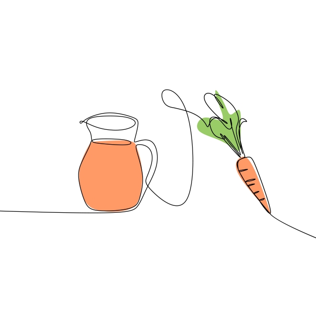 640x640 carrot and juice continuous line art drawing vector healthy diet - Carrot Line Drawing