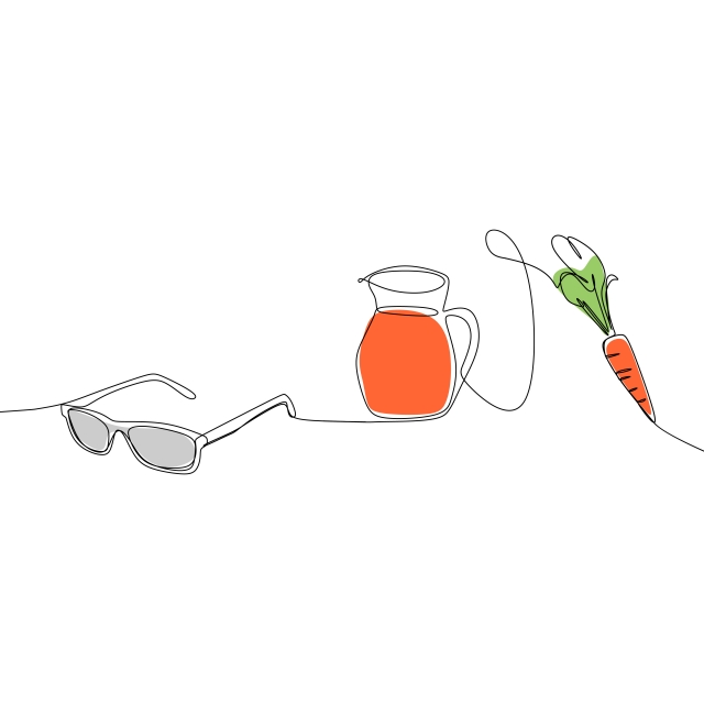 640x640 carrot juice and glasses continuous line art drawing vector - Carrot Line Drawing