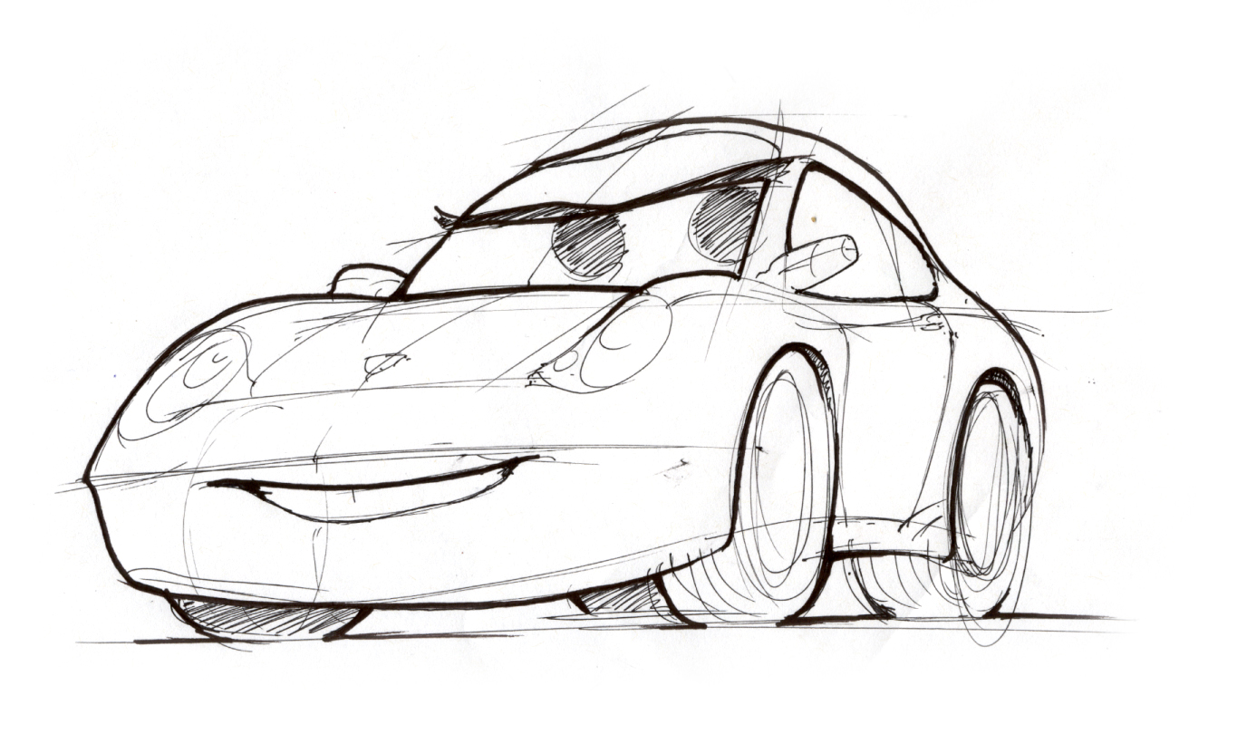1365x810 Car's Sally Lineweights - Cars Disney Drawing
