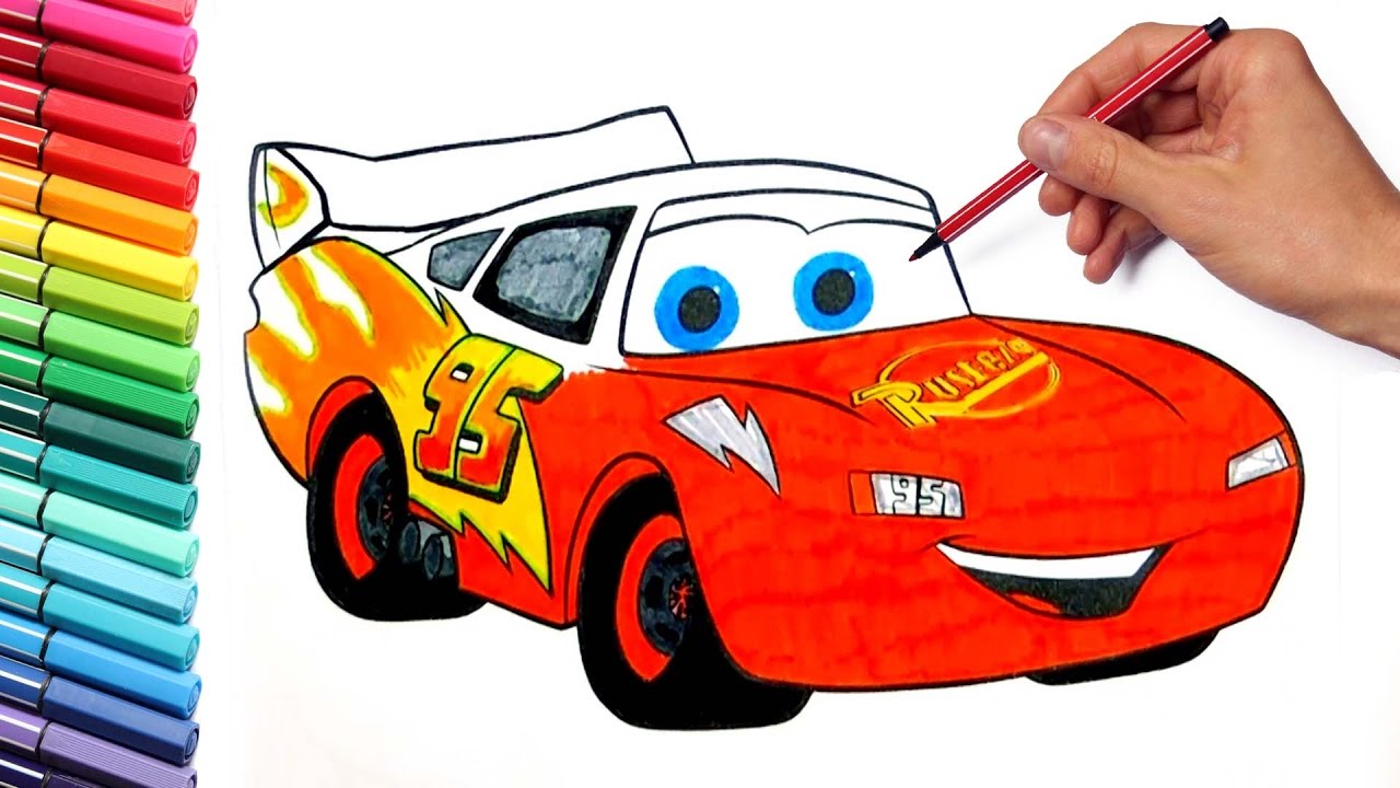 1280x720 Coloring Pages Lightning Mcqueen Cars Disney Learning Colors - Cars Disney Drawing