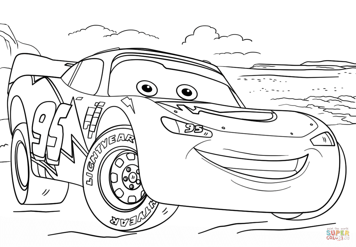 1186x824 Coloring Pages Car Lightning Mcqueen From Cars - Cars Drawing Pages