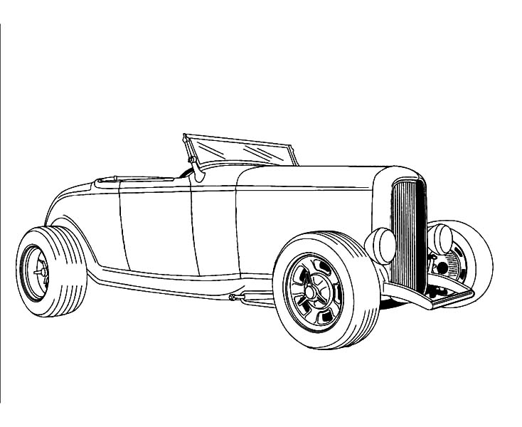 734x600 Drawing Hot Rod Cars Coloring Pages Kids Play Color - Cars Drawing Pages