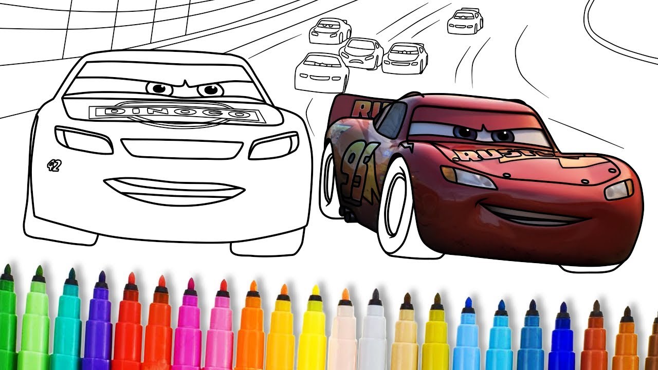 1280x720 Cars Lightning Mcqueen Vs Cal Weathers - Cars Drawing Pages
