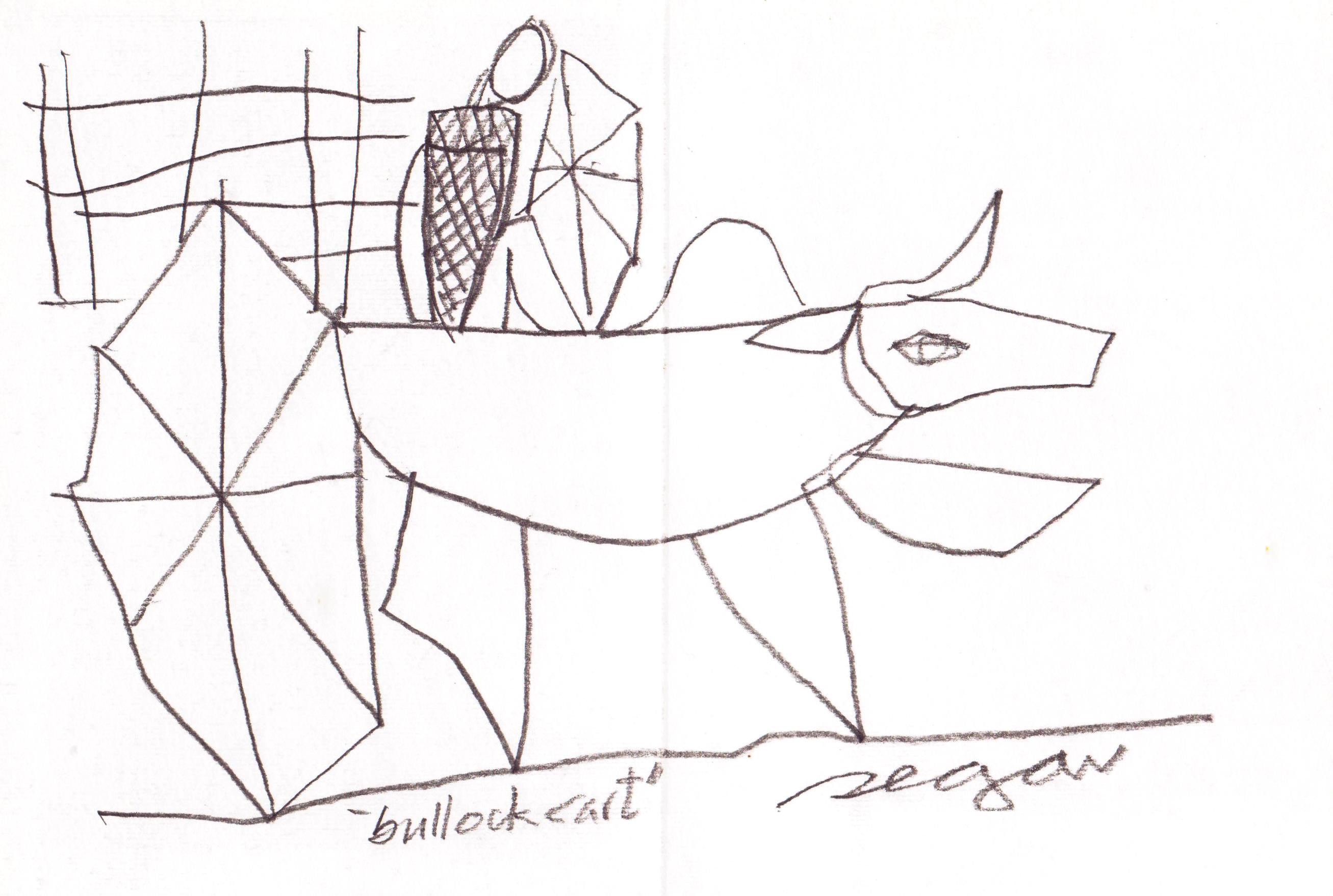 2614x1757 fileline drawing of a bullock cart - Cart Drawing