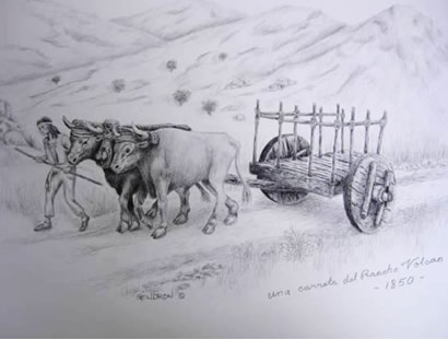 410x311 Ox Carts Volcan Viejas Ranchos - Cart Drawing