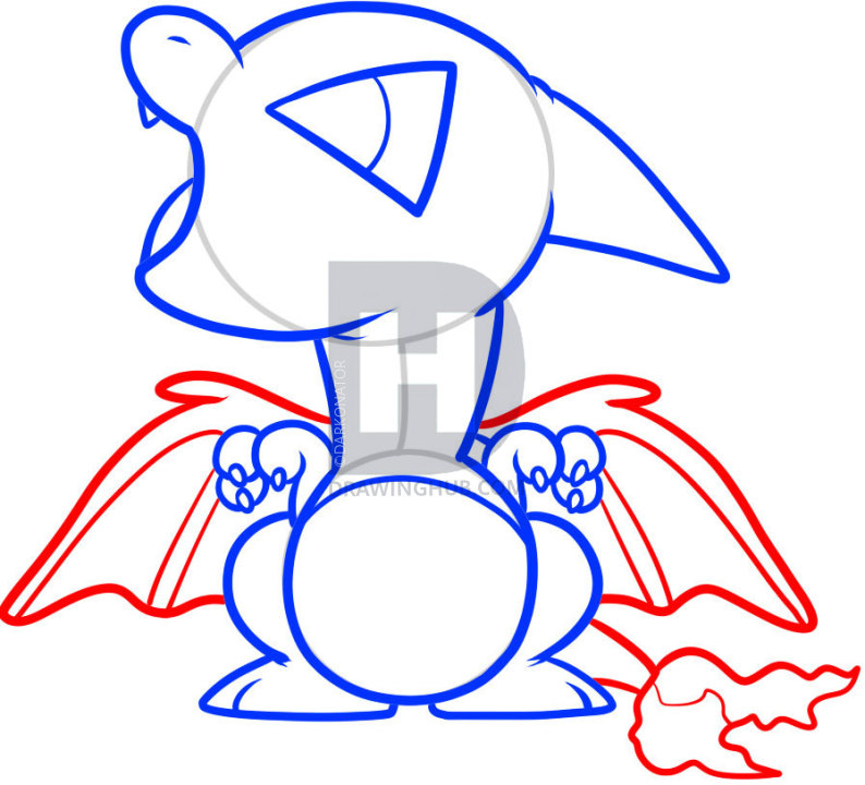 794x720 how to draw chibi charizard, step - Cartilage Drawing