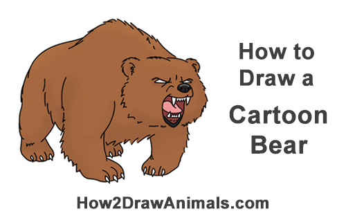 500x315 How To Draw A Bear Roaring - Cartoon Bear Drawing