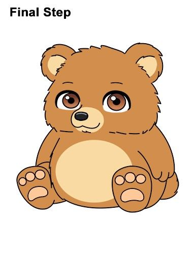 386x500 How To Draw A Cartoon Bear - Cartoon Bear Drawing