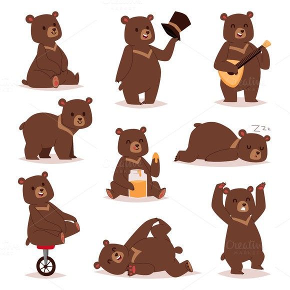 580x580 cartoon bear vector set illustrations cute bear drawings, bear - Cartoon Bear Drawing