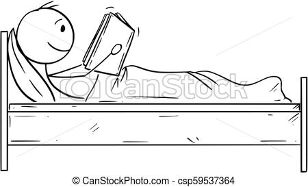 450x273 Cartoon Of Happy Man Reading A Book In Bed Cartoon Stick Drawing - Cartoon Bed Drawing