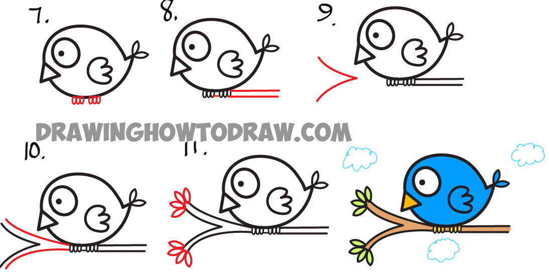 1094x542 How To Draw Cute Cartoon Bird Illustration From Arrow Shape - Cartoon Bird Drawing
