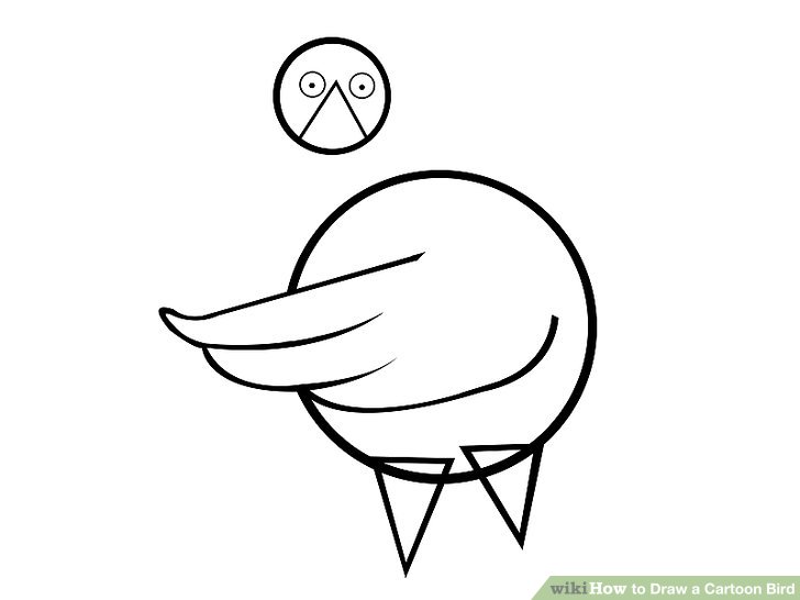 728x546 How To Draw A Cartoon Bird Steps - Cartoon Bird Drawing
