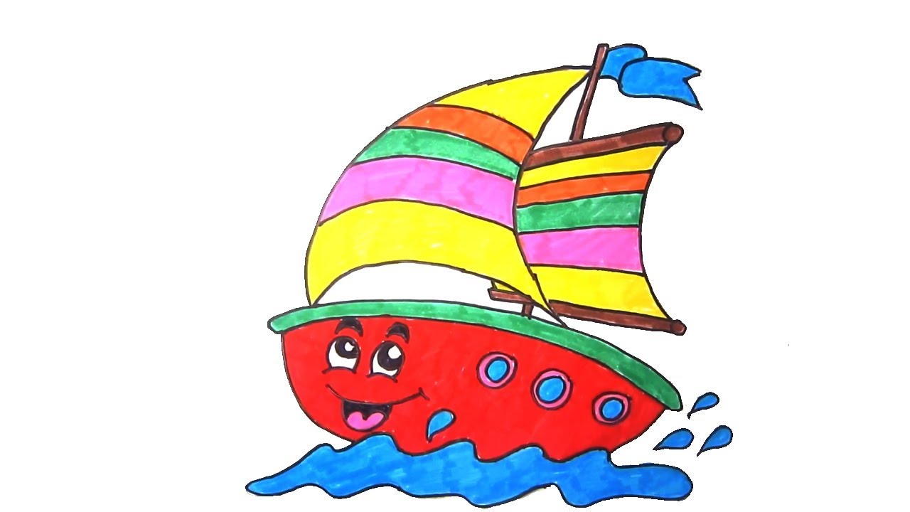 1280x720 how to draw boat kids drawing video learn to draw cartoon boat - Cartoon Boat Drawing