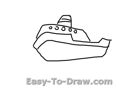 458x286 How To Draw A Cartoon Boat On The Sea For Kids Easy - Cartoon Boat Drawing