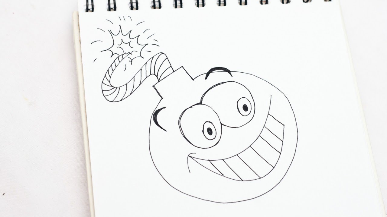 1280x720 Easily Draw A Funny Cartoon Bomb - Cartoon Bomb Drawing