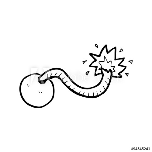 500x500 Line Drawing Cartoon Bomb - Cartoon Bomb Drawing
