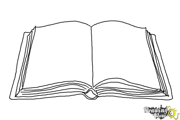 600x400 How To Draw An Open Book - Cartoon Book Drawing