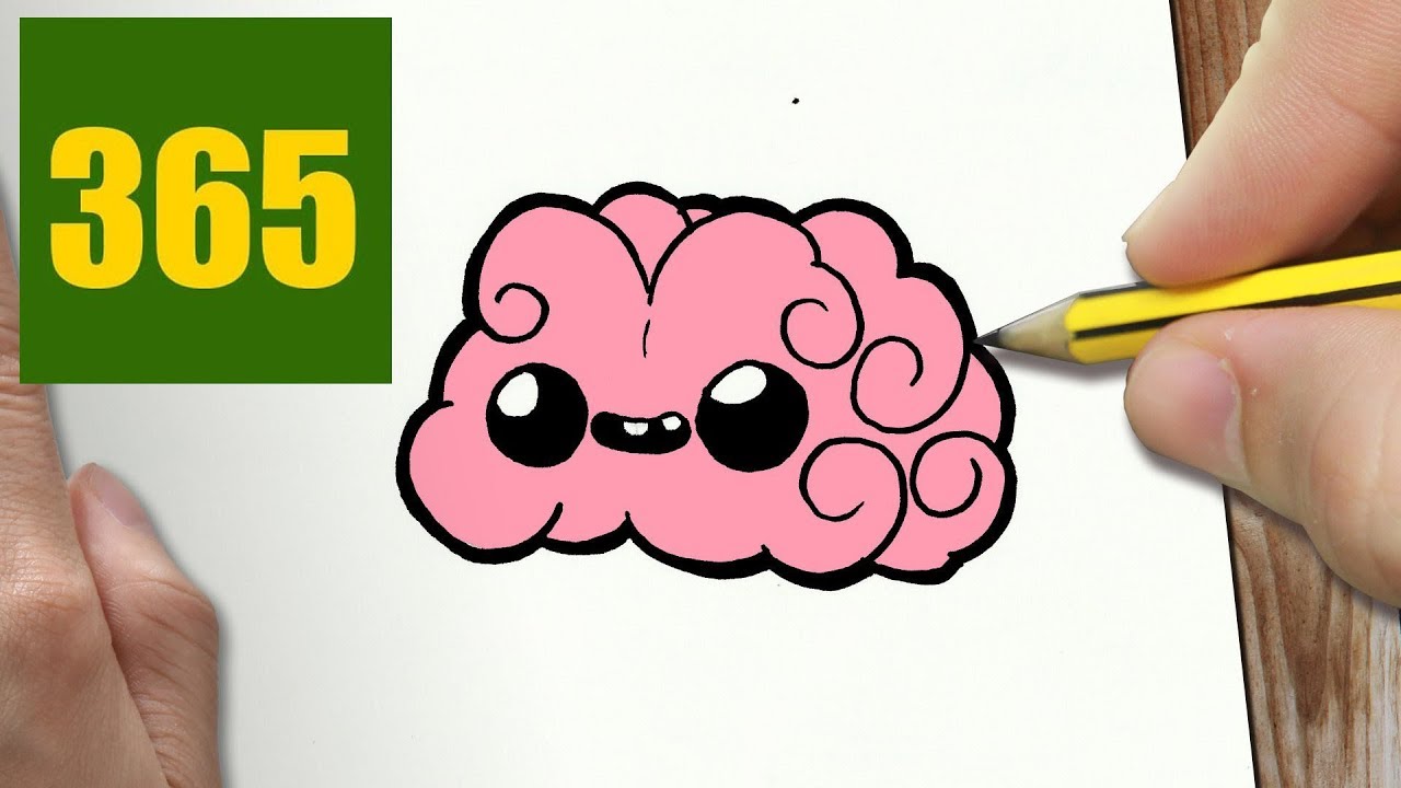 1280x720 How To Draw A Brain Cute, Easy Step - Cartoon Brain Drawing